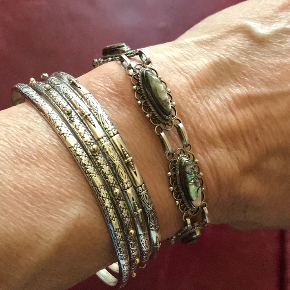 Vintage Abalone Sterling Silver Bracelet EUC - Picture 8 of 10